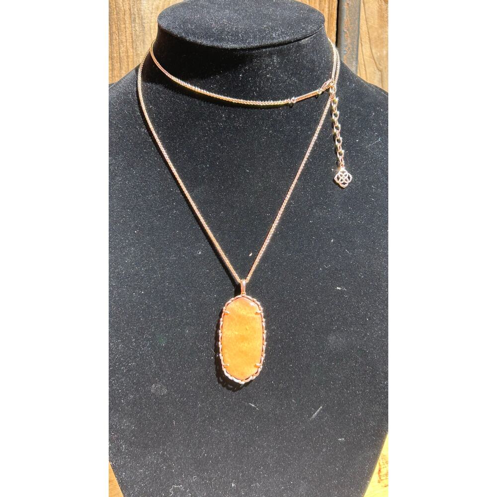 KENDRA SCOTT Rose Gold plated Macrame Reid Long Necklace Blush